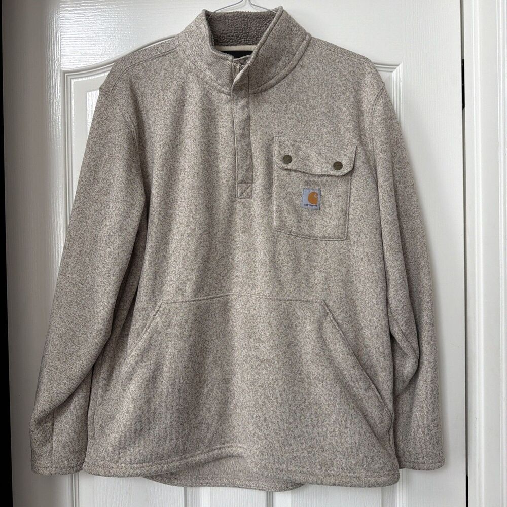 Carhartt Men's Relaxed Fit Quarter Zip Pocket Sweater Fleece Midweight Large